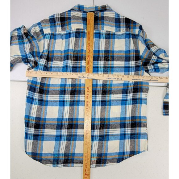 Blue Plaid Shirt Light Weight Long Sleeve Button-Up Pockets Womens 2X New - Picture 7 of 7